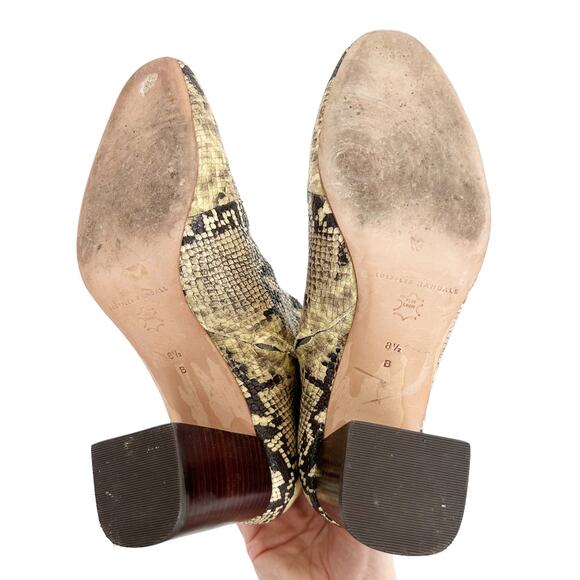 Loeffler Randall Tan Snakeskin Flare Block Heel Booties Sz 8.5 - Picture 6 of 10